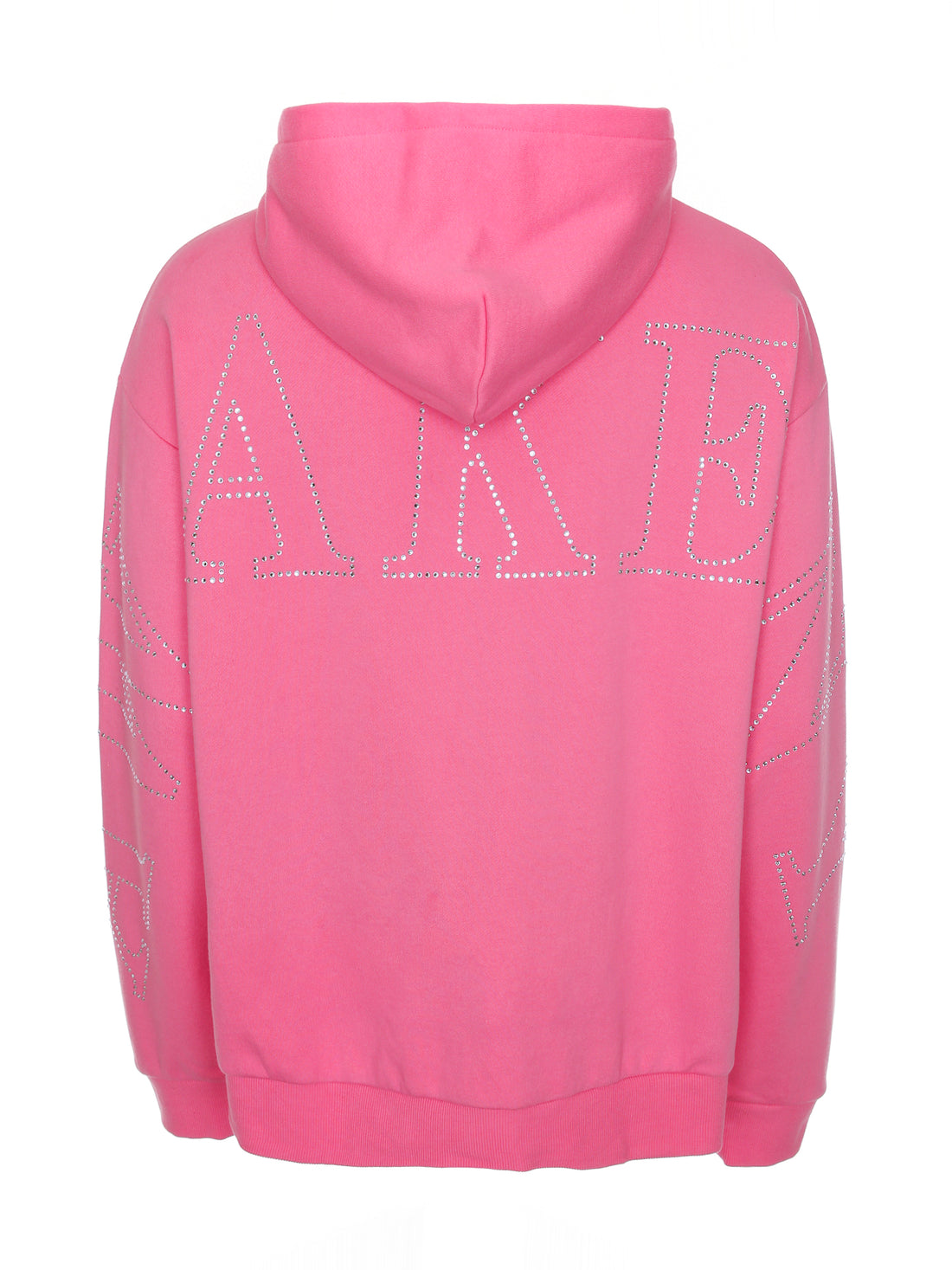 Rhinestone Serif Zip Up Hoodie Pink L